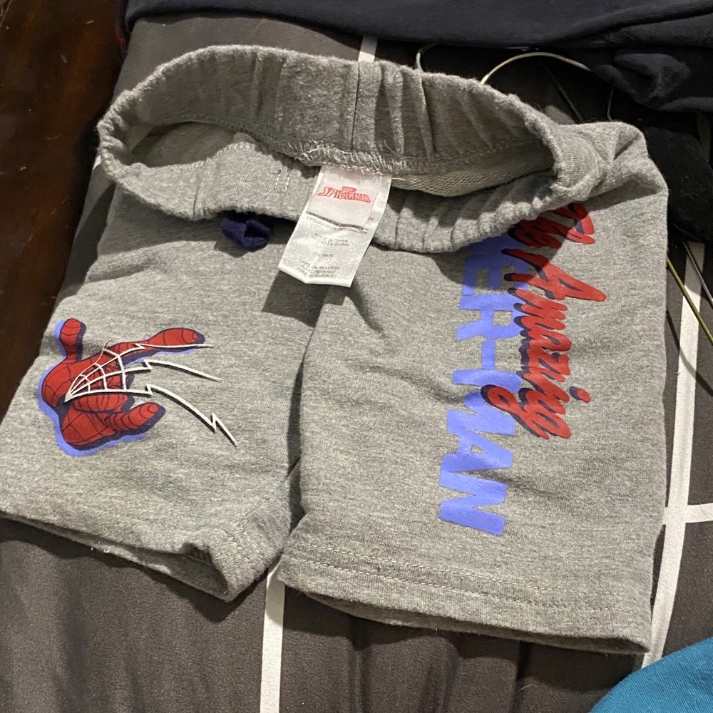 Marvel Gray Spider-Man Shorts with Red and Blue Accents